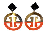 Büffelhorn Ohrringe braun orange (195)