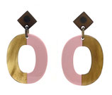 Horn Ohrringe braun rosa (061)