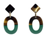 Horn Ohrringe  Ohrstecker braun grün (644)