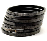 Horn Armreif SET aus 2 Stück schmal schwarz grau (474)