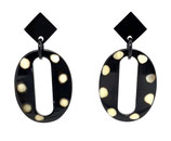 Horn Ohrringe Ohrhänger Ohrstecker schwarz beige (170)