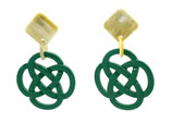 Horn Ohrringe Ohrstecker jade grün ( 155)