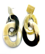 Horn Ohrringe Ohrstecker braun schwarz beige grau (298)