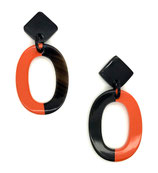 Horn Ohrringe  Ohrstecker braun orange (452)