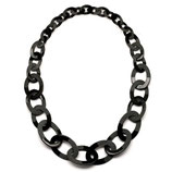 Horn Halskette grau schwarz Hornkette XL  (233)