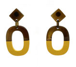 Horn Ohrringe  Ohrstecker braun gelb (568)