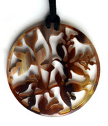 Horn Anhänger Hornanhänger braun floral (033)
