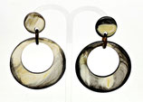Horn Ohrringe Creolen Ohrstecker schwarz/beige (392)