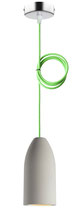 Betonlampe mit Textilkabel "Neon Grün" incl. PHILIPS LED Strahler (dimmbar, austauschbar)