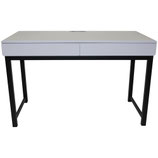 eHemco Office Desk with 2 Drawers in Light Gray Top and Metal Frame Base in Black