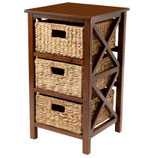 eHemco 3 Tier X-Side Storage Cabinet with 3 Wicker Baskets