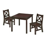 eHemco Kids Table and Chairs Set Solid Hard Wood with X Back Chairs, 3 Pieces Set