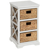 Hampton Meadows 3 Tier X-Side End Storage Cabinet with 3 Wicker Baskets