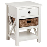 eHemco X-Side End Table with Drawer, 2 Shelves and Basket