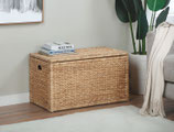 eHemco Heavy-duty Water Hyacinth Wicker Storage Trunk with Metal Frame, Natural