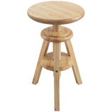 eHemco Swivel Wooden Adjustable Stool, 18.9 to 25.2 Inches