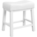 eHemco Heavy-Duty Padded Faux Leather Saddle Seat Kitchen Counter Barstools, White