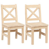 eHemco Solid Hard Wood X Back Kids Chair, Set of 2