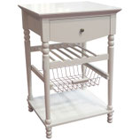 eHemco Euro Kitchen Cart with 1 Drawer, 2 Shelf and 1 Basket, White