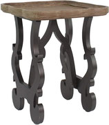 eHemco Ancient Style Coffee Table Side Table, Black Legs and Natural Finish