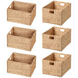 eHemco Rectangular Hand-Woven Water Hyacinth Storage Baskets