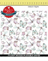 Musselin Double Gauze Schmetterlinge