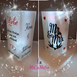 Lampe- Liebe ist... &  Mr & Mrs mit Namen - Hochzeit/Jahrestag