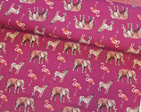 Baumwolljersey Flamingo,Elefant & Zebra Bunt Fräulein von Julie