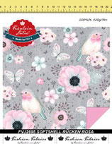 Softshell Stoff Birdy rosa Fräulein von Julie