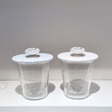 Set: 2 Weckgläser mit Stoffdeckel und Porzellanknauf