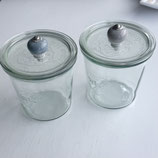 Set: 2 Weckgläser mit Porzellanknopf