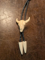 Mammoth ivory Bison skull Bolo tie