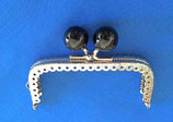 CLIC CLAC ARGENTO - PERLE  NERE 8,5CM