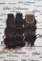 kit pour perruque une closure et deux extensions lisses brun (noir), châtain ou marron cuivré
