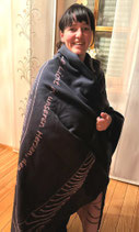 Energetisierte Biobaumwolldecke Licht & Liebe marineblau / mauve 150 x 220cm