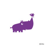 Kinderzimmer Wandtattoo NASHORN MIT VÖGELCHEN