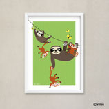Kinderzimmer Poster Illustration FAULTIERE & ÄFFCHEN