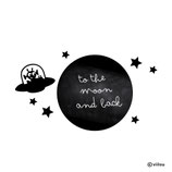 Kinder Kreidetafel Wandsticker MOND MIT ALIENBESUCH