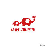 GROßE Geschwister Kinder Patches: Elefanten mit Text