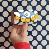 Porte monnaie dentelé à pois - Doublure jaune