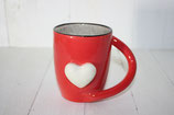 Mug à thé rouge droit avec bas relief coeur