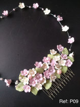 Tocado /tirara flores pastel