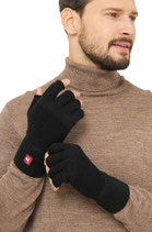 HALBFINGER Handschuhe aus 100% Baby Alpaka in schawrz