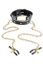 Fetish Fantasy Gold Collar & Nipple Clamps Black (Ref. 993979-23)