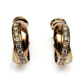 14 Karaat tricolor gouden oorbellen bezet met diamanten, ca.1.60 ct., Wenen Oostenrijk.