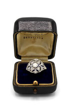 Platina Art Deco ring bezet met oudslijpsel diamanten, ca.0.86 ct.