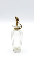 Antiek Hollands kristallen parfumflacon met 14 karaat gouden vogel stop en montuur, ca.1850.