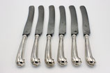 Set van 6 Frans-Nederlands zilveren messen met pistoolheft, ca.1880.