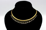 14 Karaat gouden choker met parels en 18 diamanten, ca.0.50ct.