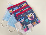 Maskentasche 'Owl Family' grau-pink